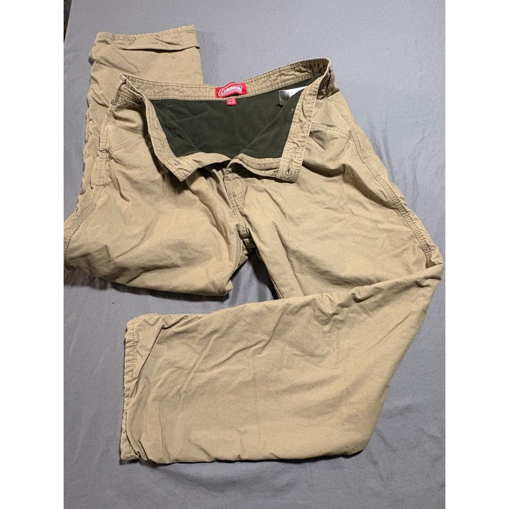 Coleman Mens Fleece Lined Canvas Work‎ Pants Khaki Tan SACF7P5013 36x32